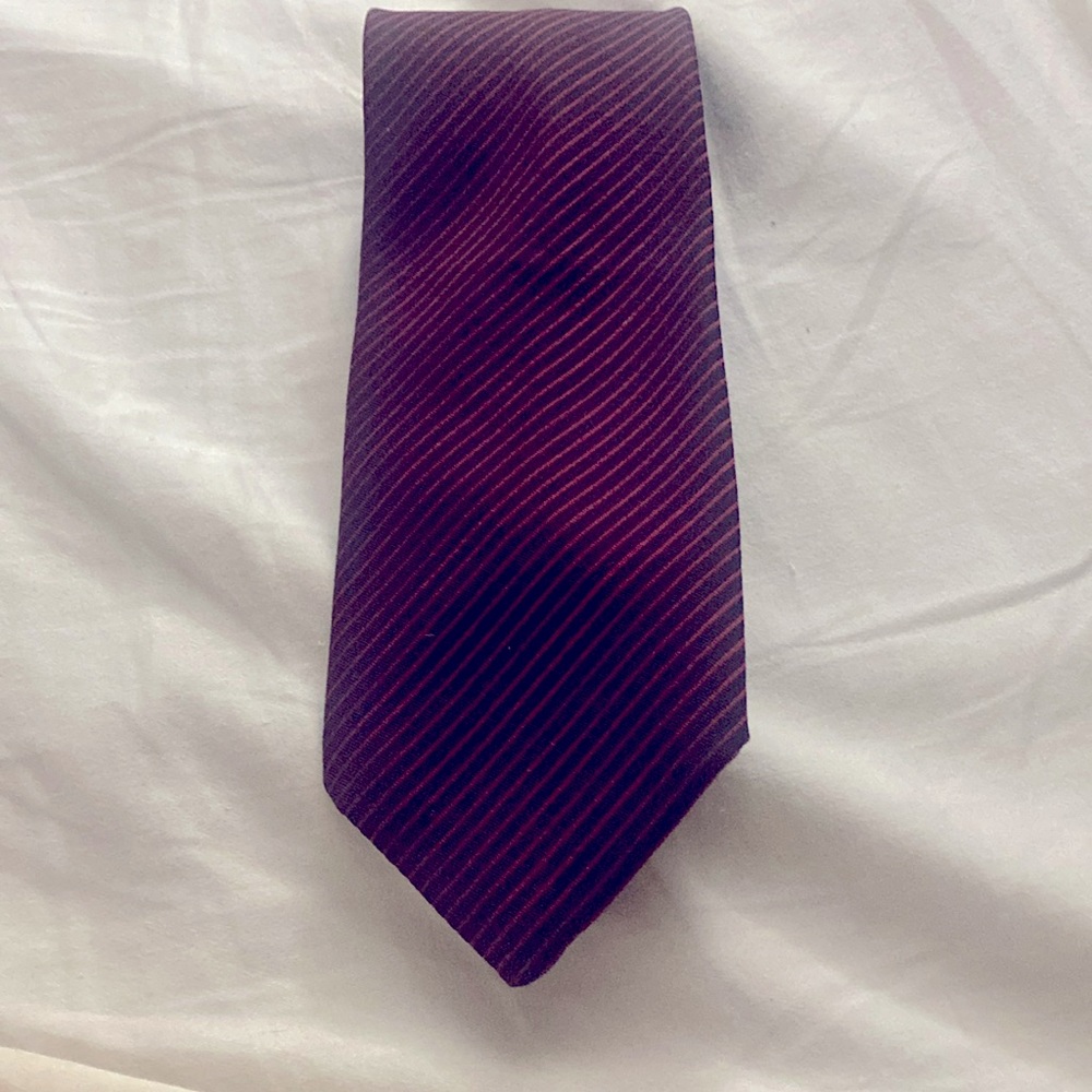 B.J. Ernst / Grodin’s Black/Burgundy Diagonal Stripe Wool Blend Men's Neck Tie